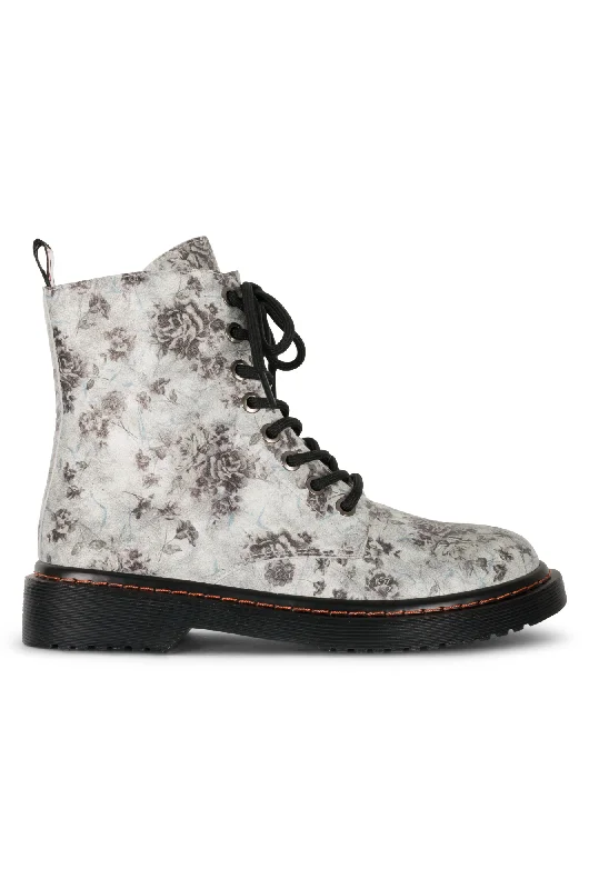 women's ankle boots with glitterLeather Ankle Boot | GREY FLORAL | DEPTH ZZ