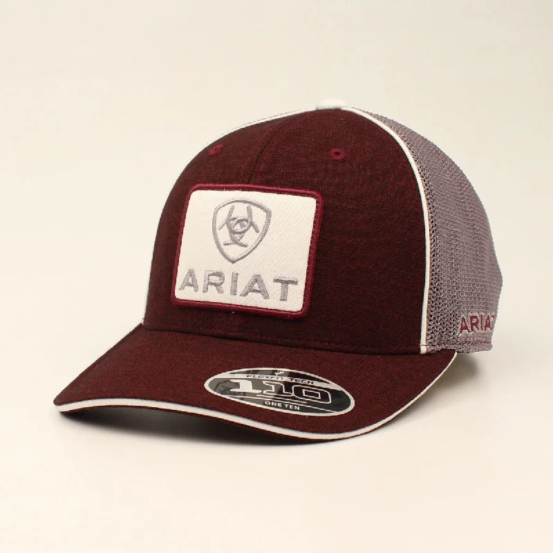 women's cowboy boots for tall womenAriat Men's Burgundy Large Logo Patch Ballcap