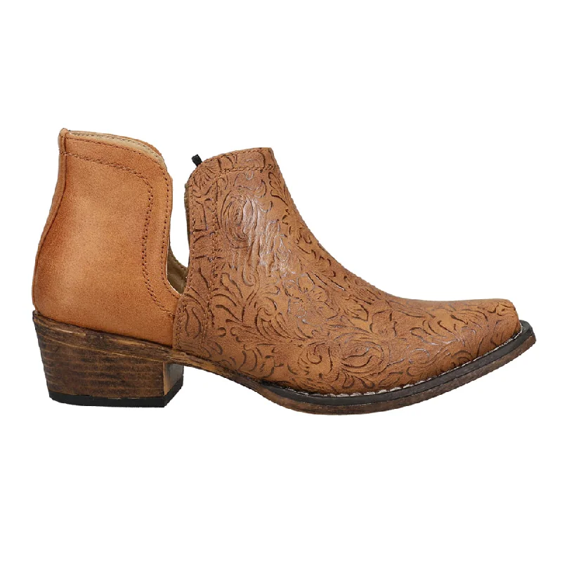 women's ankle boots with padded insolesAva Embossed Snip Toe Cowboy Booties