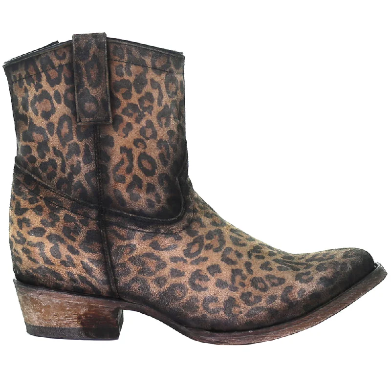 women's ankle boots with hidden wedgeCheetah Round Toe Cowboy Booties