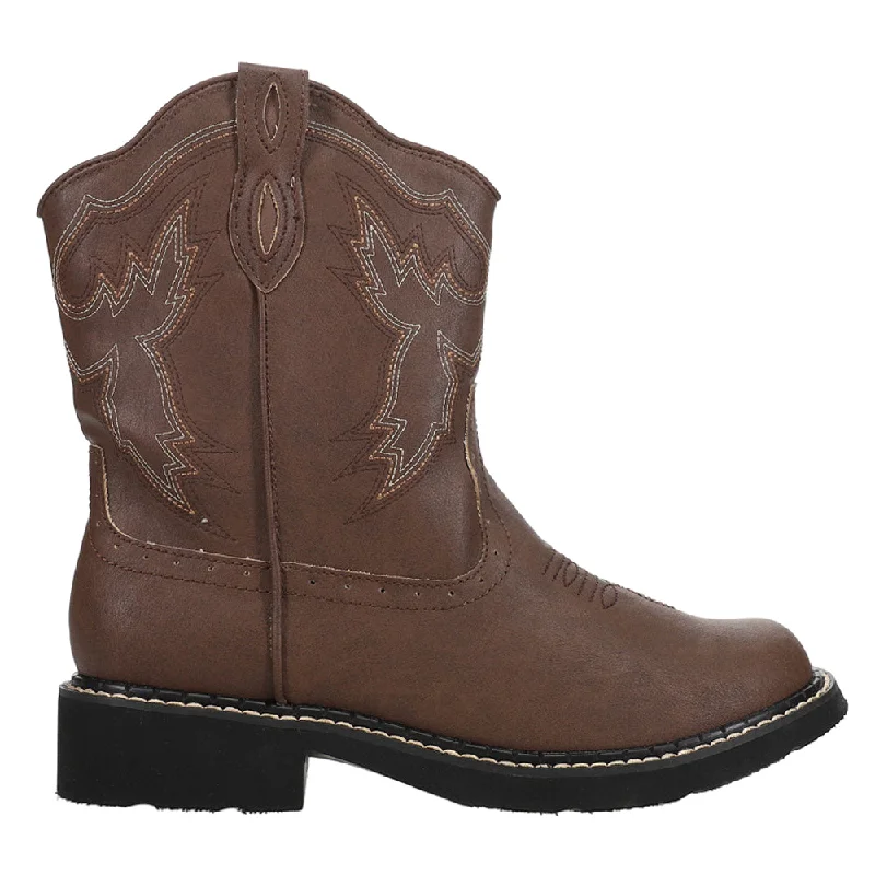 women's leather ankle bootsChunk Rider Embroidery Round Toe Cowboy Boots