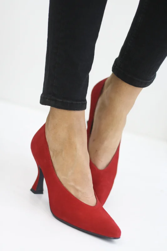 women's heeled ankle bootsMARIAN 4601 RED SUEDE HEELS