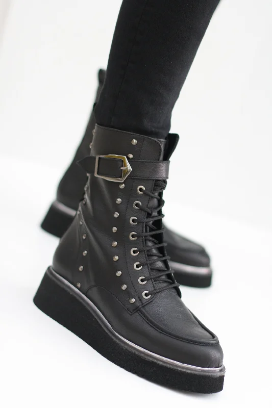 women's heeled ankle bootsMARIAN 23610 BLACK BIKER BOOT