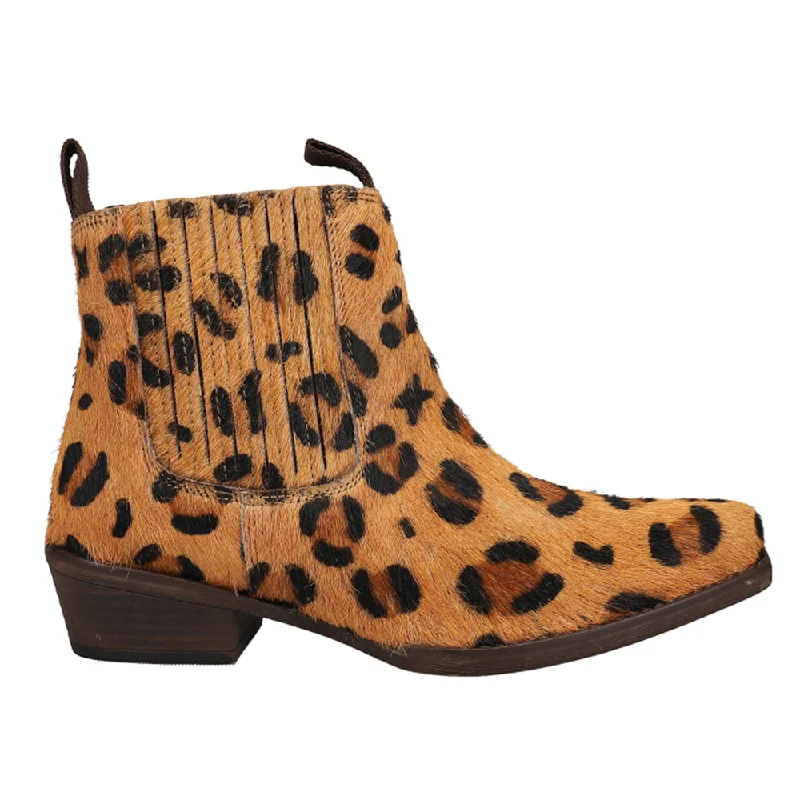 women's ankle boots with embroideryDustt II Leopard Square Toe Chelsea Booties