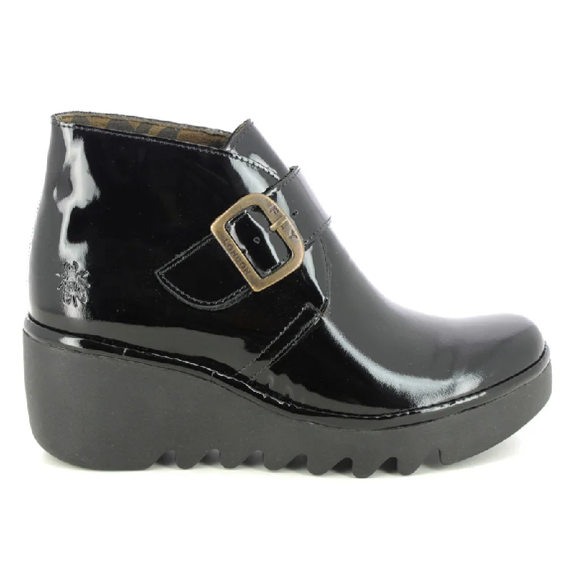 women's ankle boots with bow detailsBIRT397FLY Atlantis Leather Women's Ankle Wedge Boots
