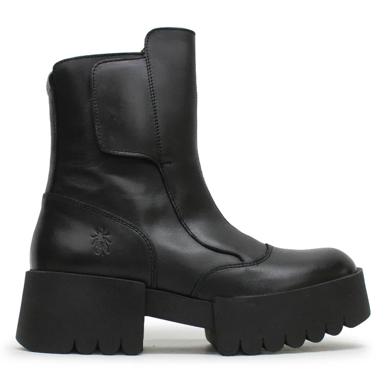 women's ankle boots with round toeEGLI124FLY Rug Leather Women's Ankle Boots