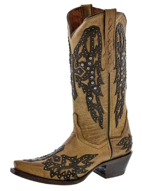 women's cowboy boots with zippersWomens Angels Light Brown Leather Cowboy Boots Studded - Snip Toe women's cowboy boots with zippersWomens Angels Light Brown Leather Cowboy Boots Studded - Snip Toe