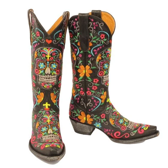 women's western boots with metallic finishesOld Gringo Klak Vibrant Women's Sugar Skull Boots