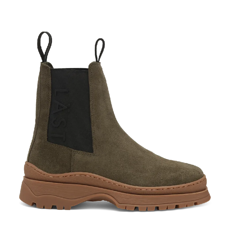 women's ankle boots with padded insolesPowder Chelsea Suede Olive Boots