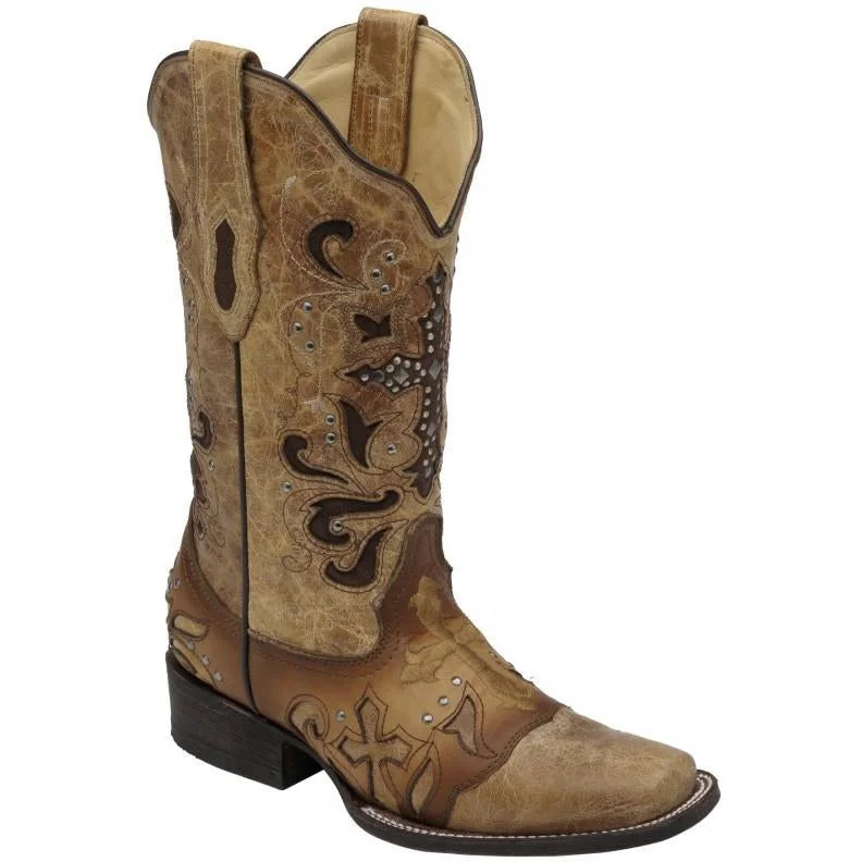women's pointed toe western bootsCorral Boots LD Antique Saddle Metal Cross Square Toe C1167