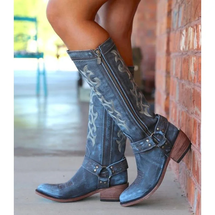 women's moto boots with wide calfLiberty Black Boots Vintage Grafito Tall Women's Boots