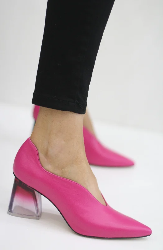 women's ankle boots with perforationsMARIAN 2915 PINK LEATHER BLOCK HEEL
