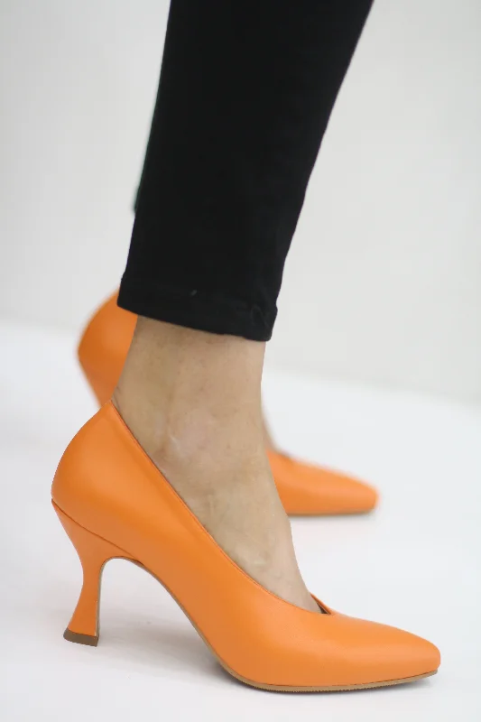 women's waterproof ankle bootsMARIAN 4601 ORANGE LEATHER HEELS