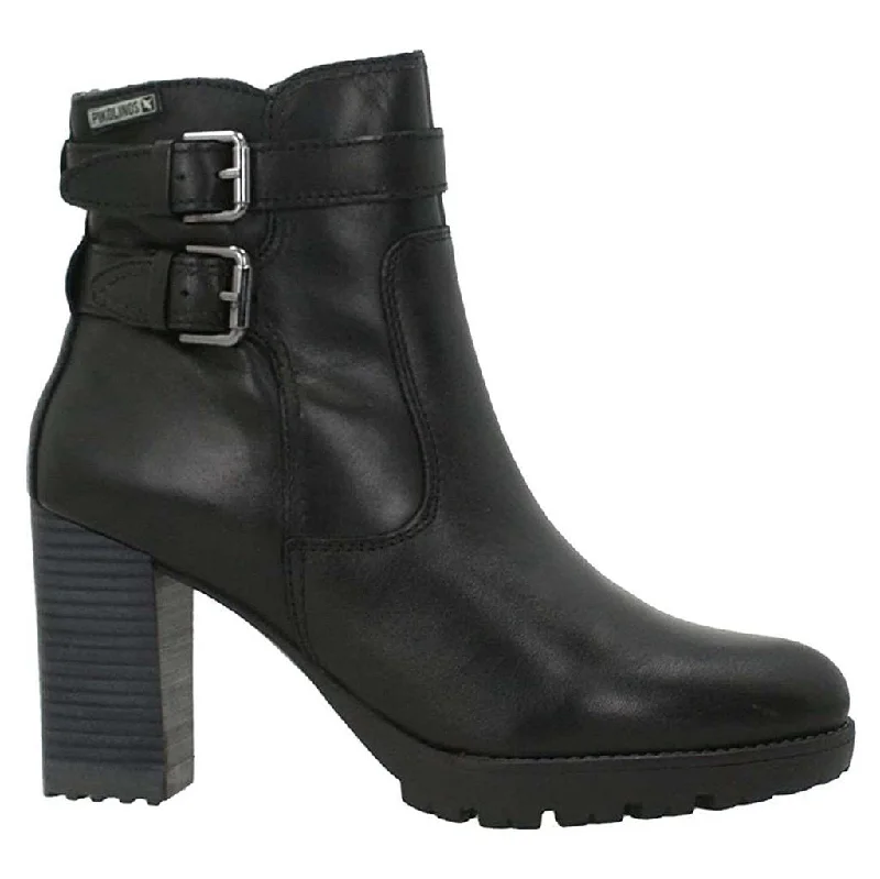 women's platform ankle bootsConnelly Calfskin Leather Women's Block Heeled Zip Up Ankle Boots