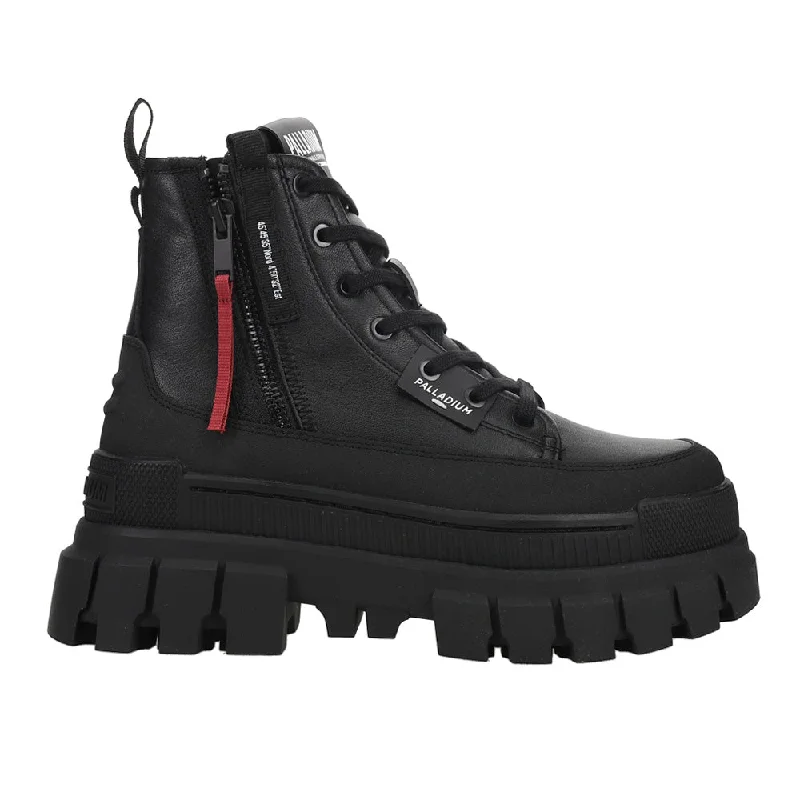 women's ankle boots with pull tabsRevolt Zip Leather Platform Booties