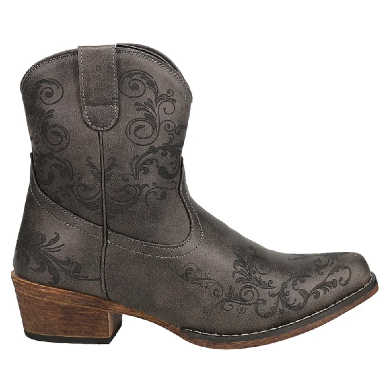 women's ankle boots for eveningShort Stuff Embroidery Round Toe Roper Booties