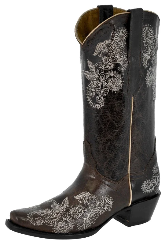 women's cowboy boots with elastic sidesWomens Holly Dark Brown Cowboy Boots Floral Embroidered - Square Toe women's cowboy boots with elastic sidesWomens Holly Dark Brown Cowboy Boots Floral Embroidered - Square Toe