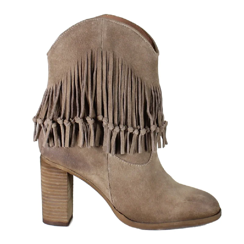 women's ankle boots with metallic finishTrue Sky Western Fringe Round Toe Boots