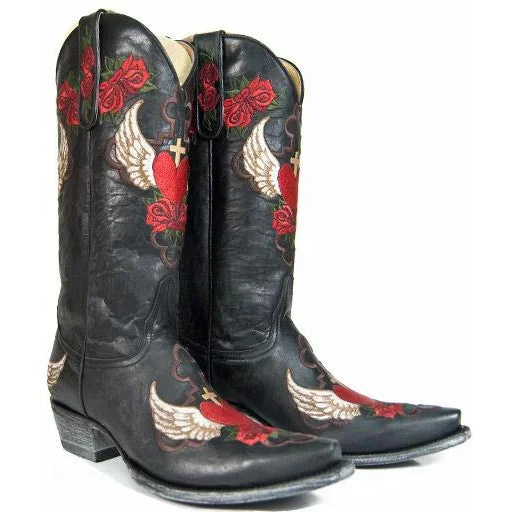 women's suede western bootsOld Gringo Yippee Ki Yay Abby Black Boots